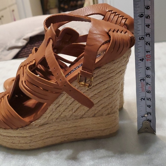 Ralph Lauren Brown leather wedge sandals - Picture 6 of 8